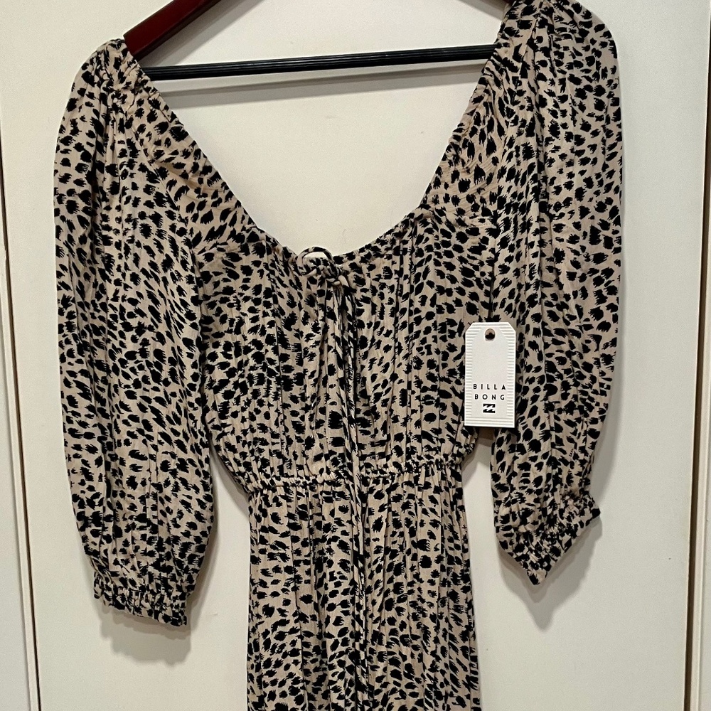 NWT BILLABONG SHORT SCOOP NECK MINI ANIMAL PRINT SMALL DRESS 'RIVIERA'